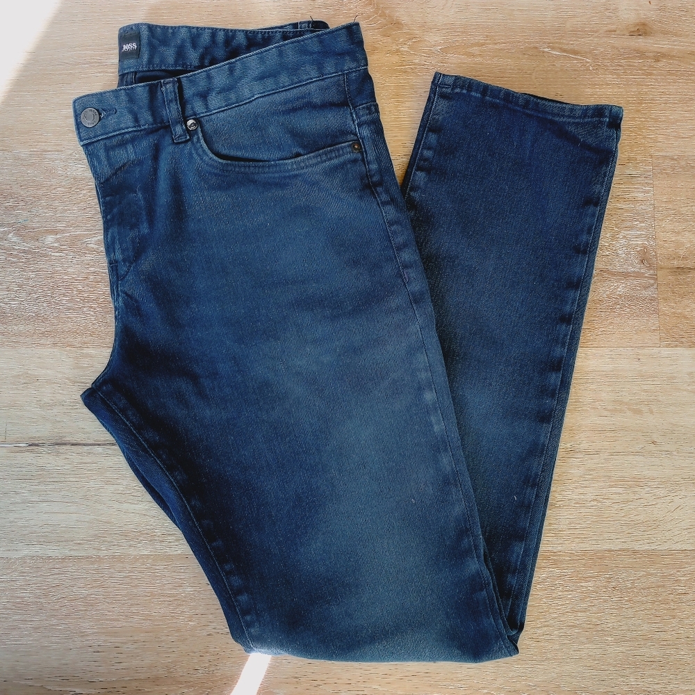 Hugo Boss Dark Blue  Delaware Slim Straight Leg Denim Jeans Size 36/32